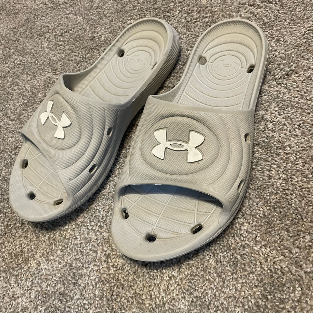 Under Armour Gray Cushioned Slide Sandals